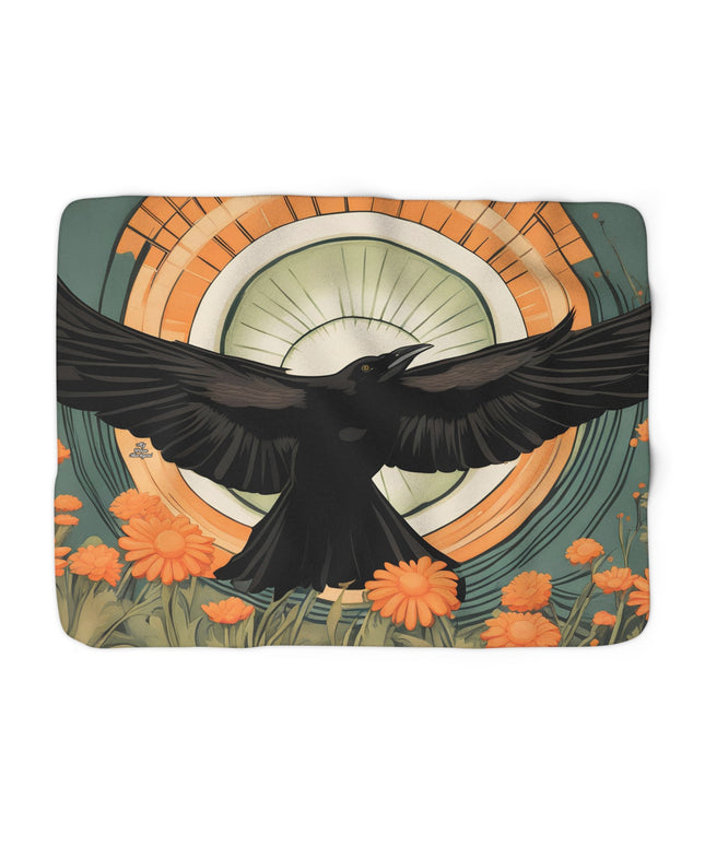 Flying Crow, Sherpa Fleece Blanket for Cozy Warmth, 50"x60"