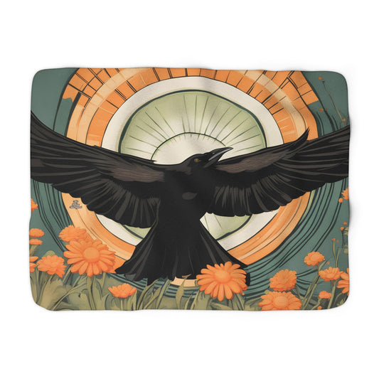 Flying Crow, Sherpa Fleece Blanket for Cozy Warmth, 50"x60"