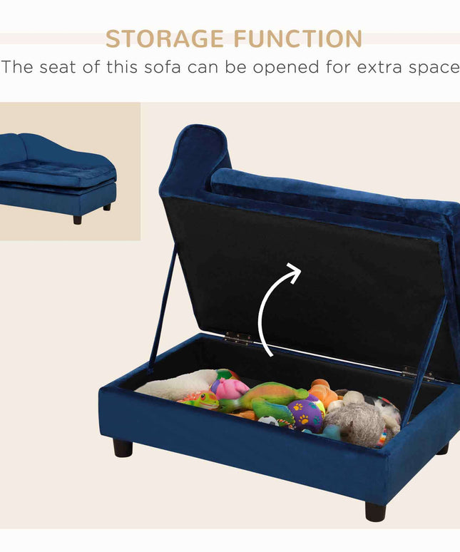 Luxury Small Pet Bed With Storage, For Small Dogs and Cats, Blue