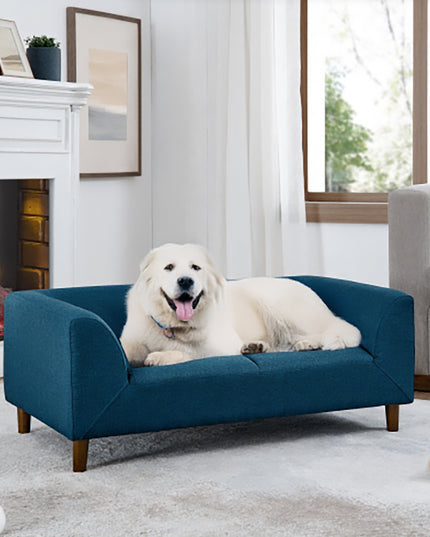 Modern Dog Sofa With Backrest And Armrests, 39.5" For Medium And Large Dogs, Blue or Grey