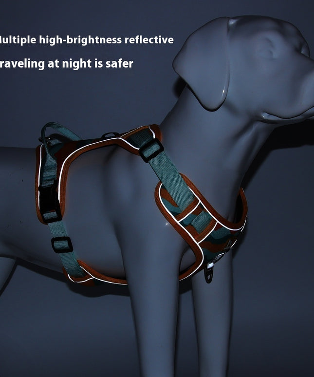 Dog Chest And Back Reflective Harness, Commuter Hand Holding Rope