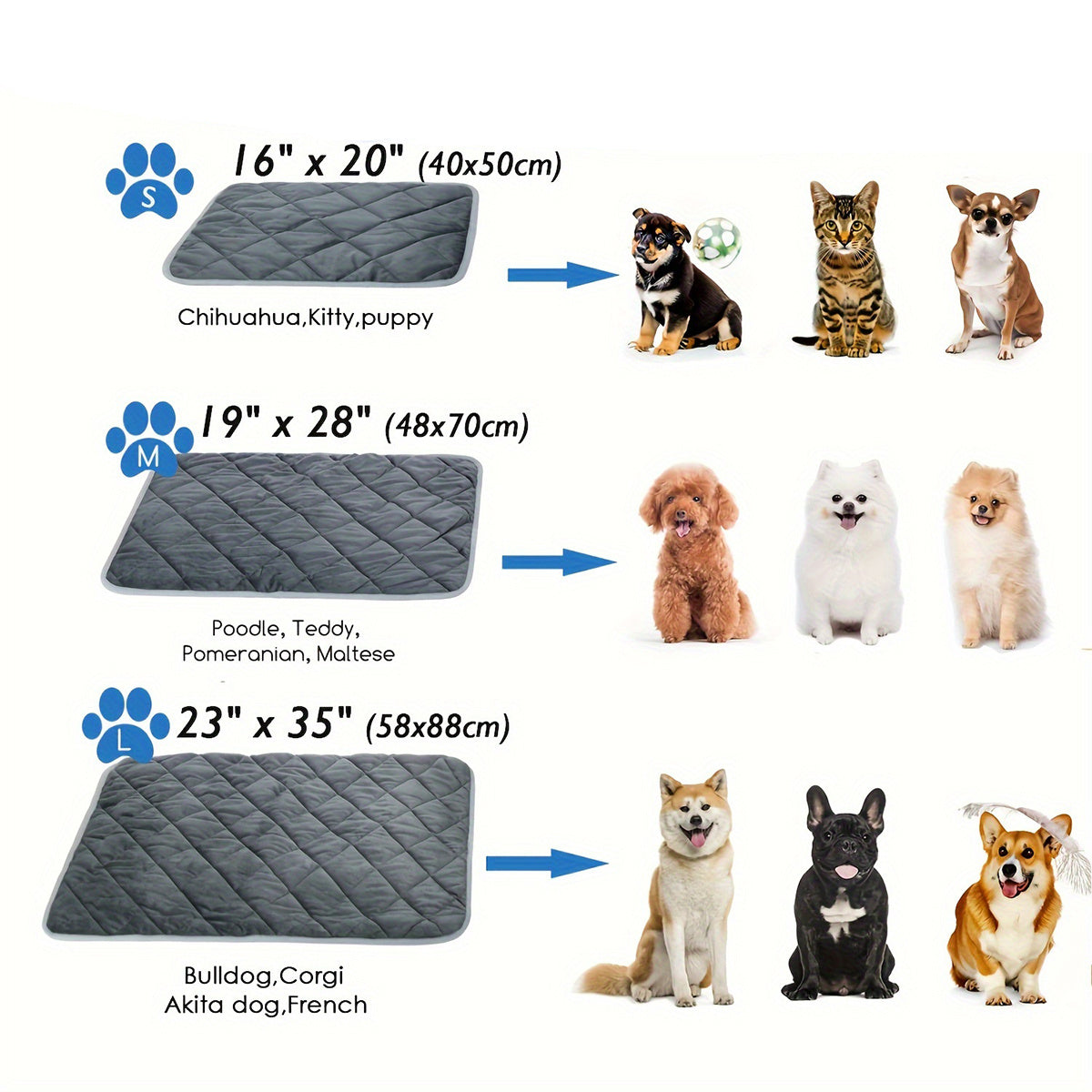 Extra Warm Thermal Pet Crate Pad, Self-Heating Thermal Pet Mat, For Dogs And Cats, Washable, Non-Slip Bottom