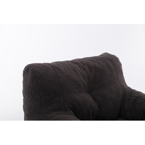 Soft Teddy Tufted Foam Bean Bag Chair, Dark Gray