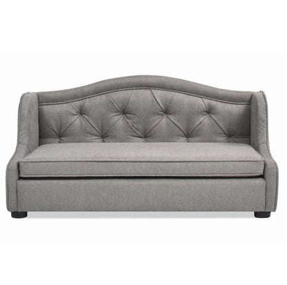 Robin 35" Tufted Wingback Pet Sofa Bed, Stain Resistant High Performance Polyester, Medium, Uptown Gray