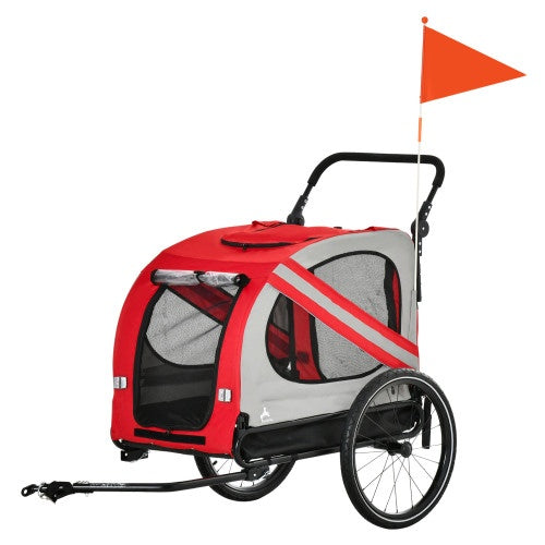 2-in-1 Pet Stroller And Bike Trailer, For Small Pets, Red