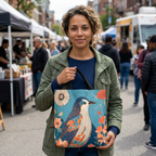 Colorful Bird, Everyday Tote Bag w Cotton Handles