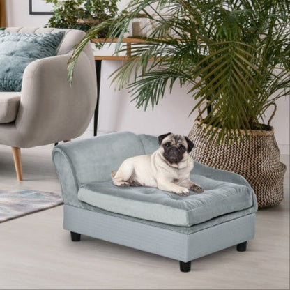 Luxury Small Dog Bed With Hidden Storage, Grey