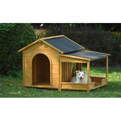 Large Wooden Dog House With Porch, Asphalt Roof and Raised Floor, For Medium and Large Dogs