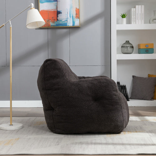 Soft Teddy Tufted Foam Bean Bag Chair, Dark Gray