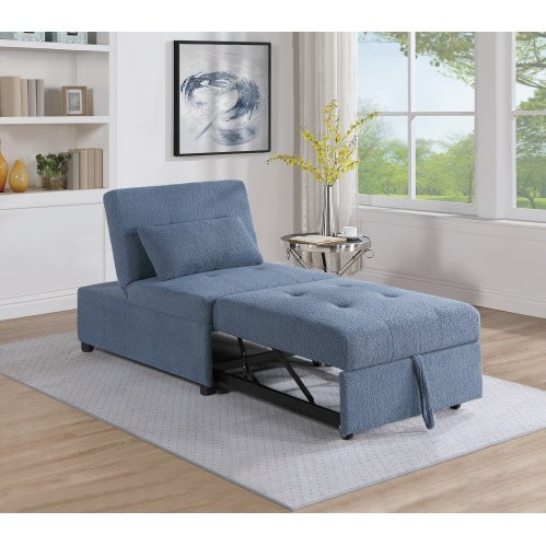 Convertible Sleeper Sofa Chair with Pillow, Plush Tufted Seat, Blue Gray