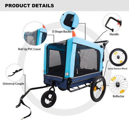 Heavy Duty Foldable Pet Stroller, Dog Carrier, Bicycle Trailer
