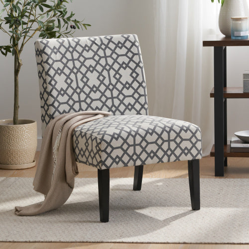 Modern Elegance, A Stylish Accent Chair for Any Room, Grey+Ivory