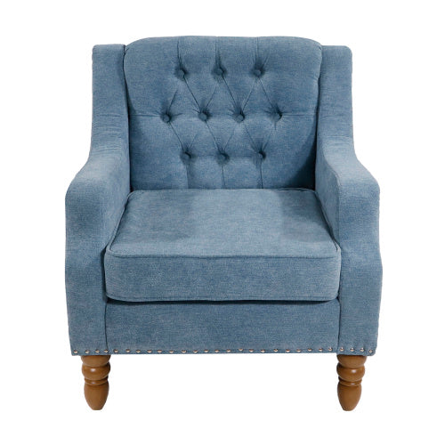 Comfortable Linen Reading Chair, for Living Room, Bedroom, or Sitting Room, Blue