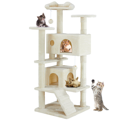 50" Cat Tree, Modern Multi-Level Cat Tree with Nooks