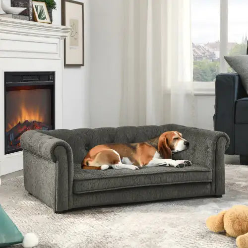 Elegant Modern Pet Bed For Medium And Large Dogs, 40", Dark Grey