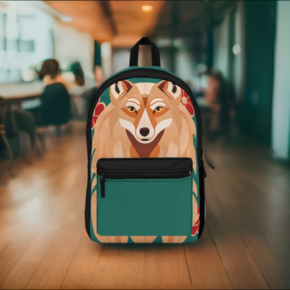 Art Deco Coyote, Backpack with Computer Pocket and Padded Back
