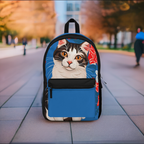 Cat with Red and White Flowers, Backpack