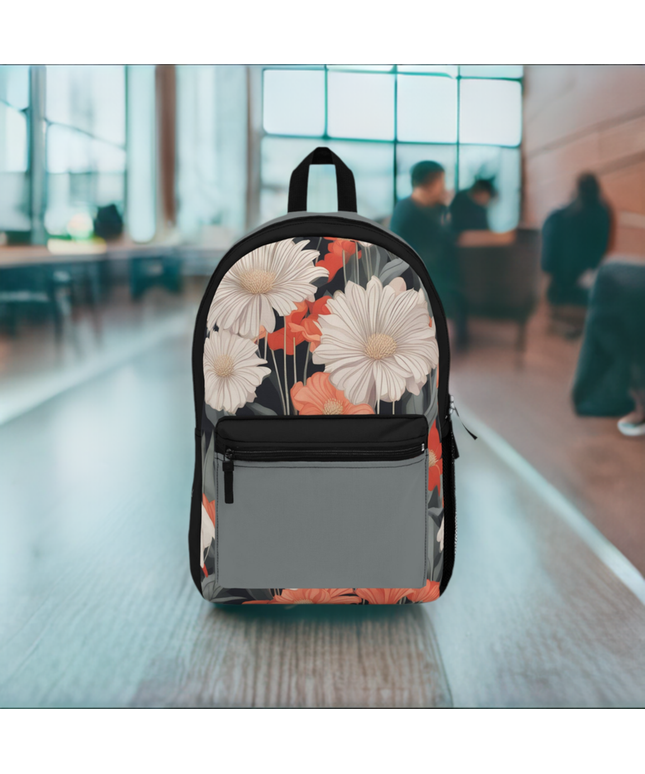 Art Deco Flowers, Backpack with Computer Pocket and Padded Back