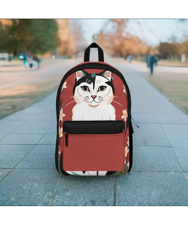White and Black Cat, Backpack with Computer Pocket and Padded Back