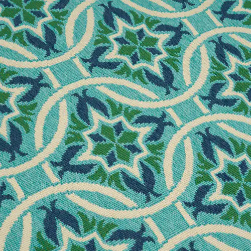 Outdoor Rug, Blue Pattern, 7'6" x 5'3"