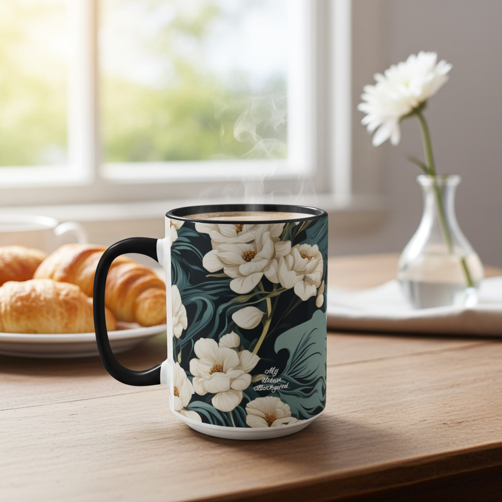 Winter Flowers, Ceramic Coffee Mug