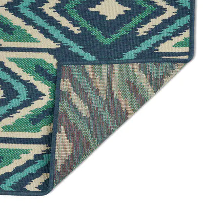 Outdoor Rug, Blue Pattern, 7'6" x 5'3"