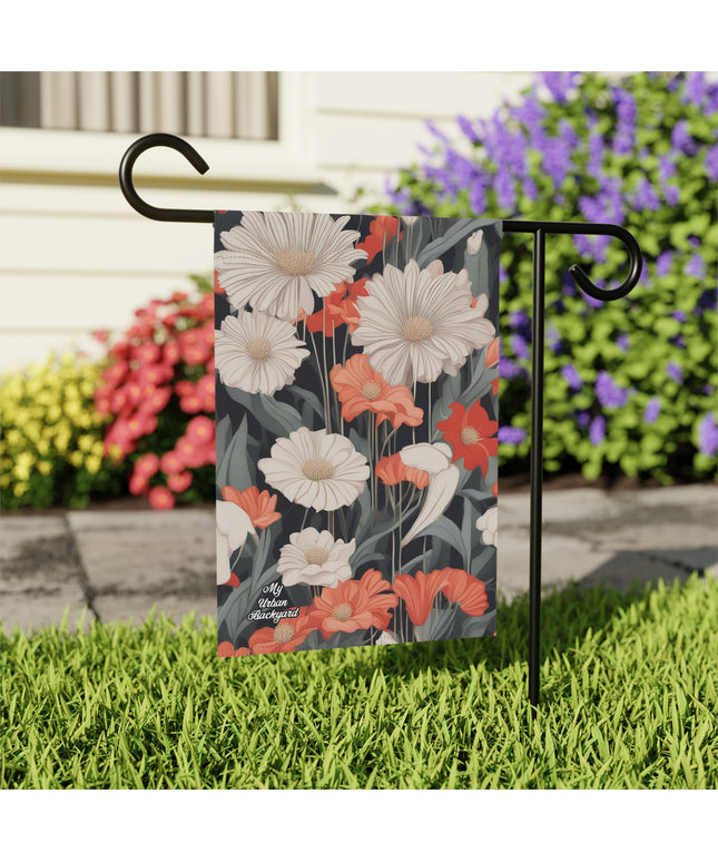 Art Deco Flowers, Garden Flag for Yard, Patio, Porch, or Work, 12"x18" - Flag only
