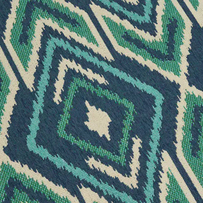 Outdoor Rug, Blue Pattern, 7'6" x 5'3"