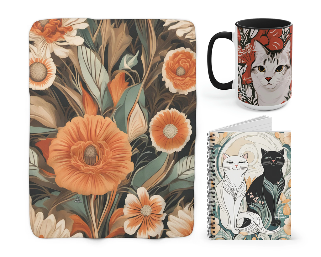 Purr & Pour Bundle: Fleece Blanket + Ceramic Mug + Writing Journal