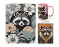 Cozy Raccoon Bundle: Fleece Blanket + Writing Journal + Ceramic Mug
