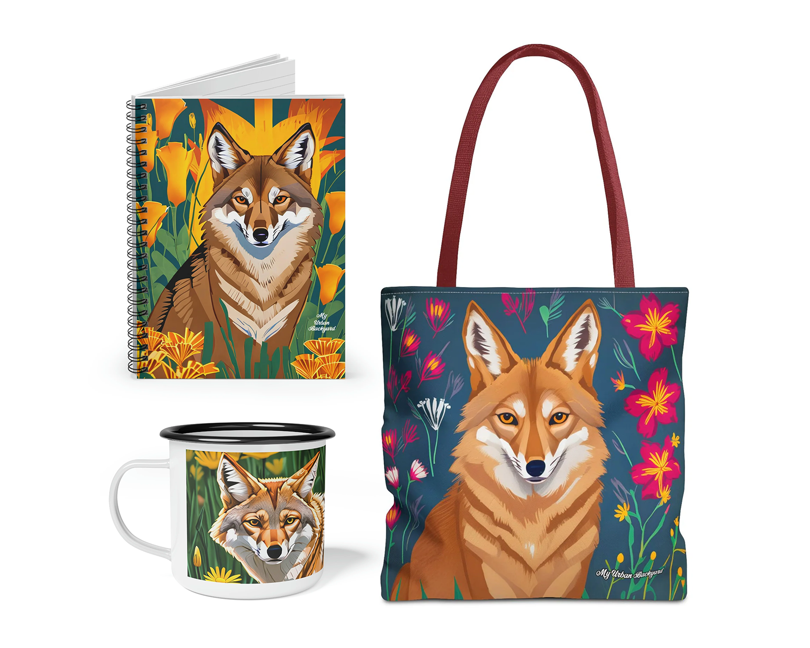 Trailhead Morning Bundle: Enamel Mug + Writing Journal + Tote w Cotton Handles