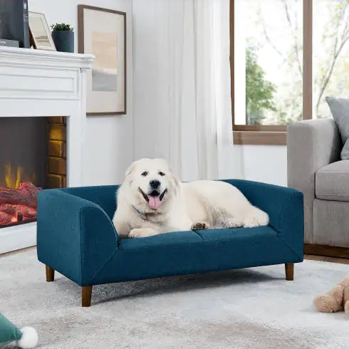 Modern Pet Sofa With Backrest And Armrests, 39.5", Blue or Dark Gray