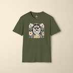 White Bird with Flowers, Soft 100% Cotton T-Shirt, Unisex, Short Sleeve, Classic Fit