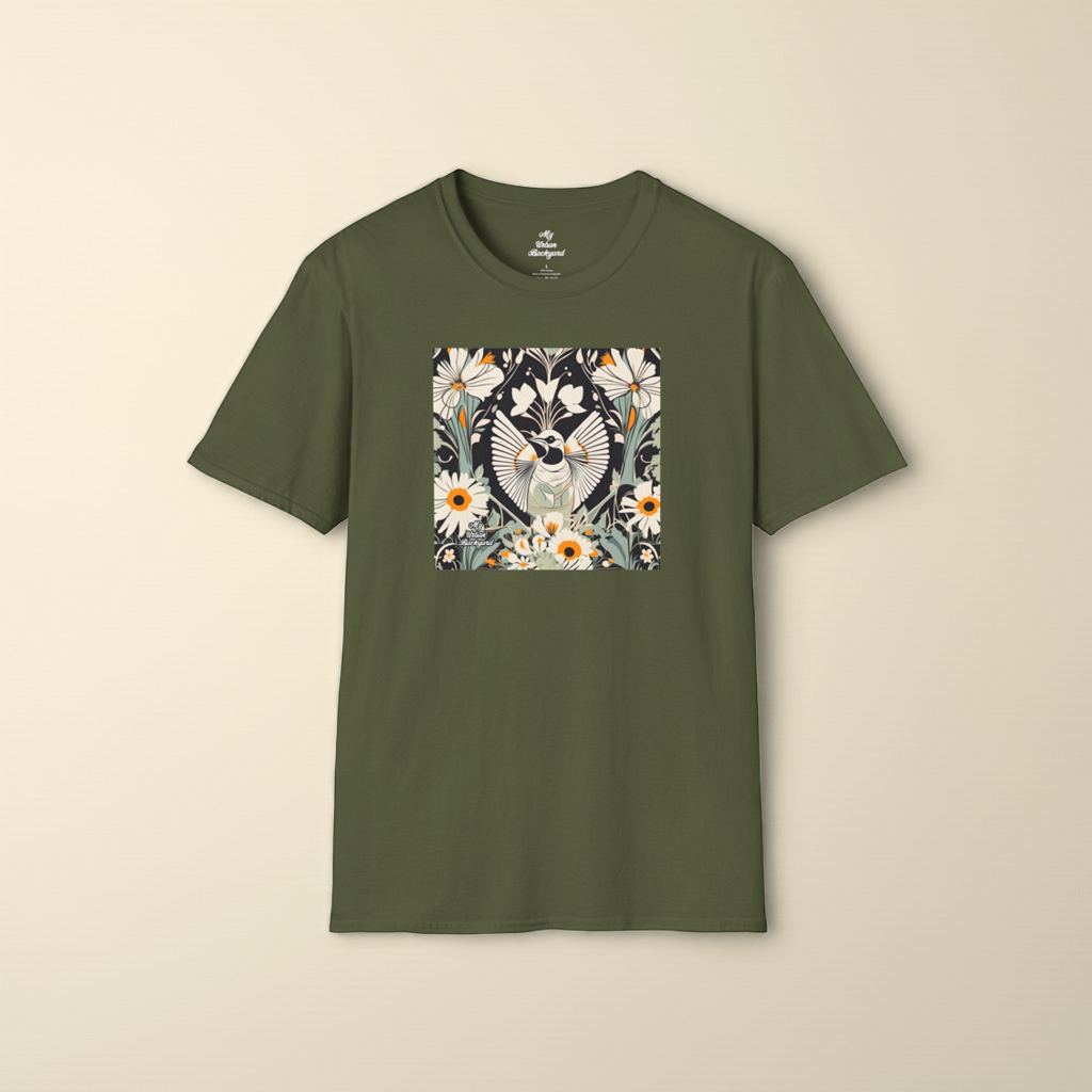White Bird with Flowers, Soft 100% Cotton T-Shirt, Unisex, Short Sleeve, Classic Fit