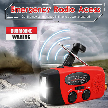 Emergency AM/FM/NOAA Weather Band Radio With Hand Crank. Flash Light. USB Charger.