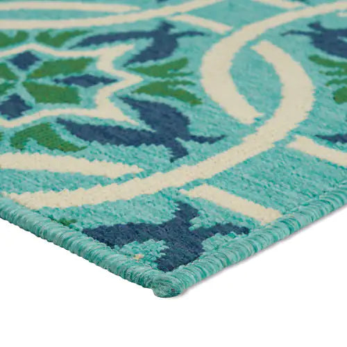 Outdoor Rug, Blue Pattern, 7'6" x 5'3"