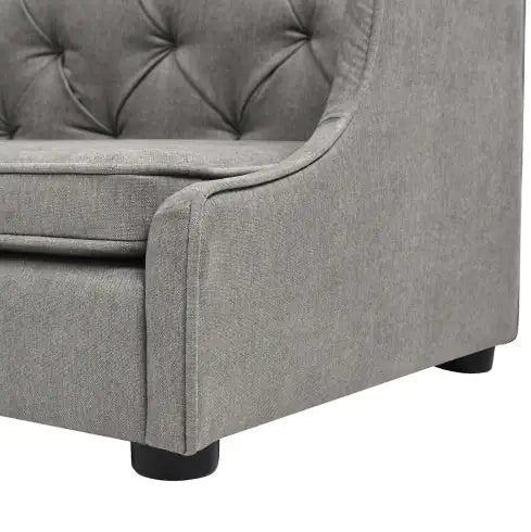 Tufted Wingback Pet Sofa Bed, 35", Uptown Gray