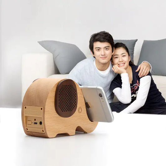 2-IN-1 Bluetooth Speaker And Wood Cell Phone Stand