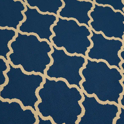 Outdoor Rug, Navy Pattern, 7'6" x 5'3"