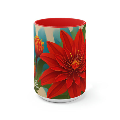 Red Flower, Ceramic Mug - Perfect for Coffee, Tea, and More!