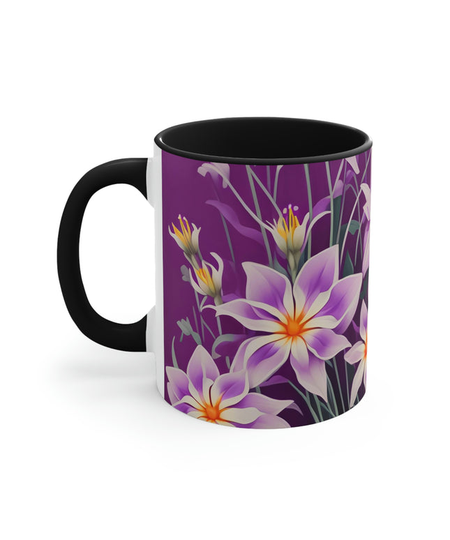 Purple Flowers, Ceramic Mug - Perfect for Coffee, Tea, and More!