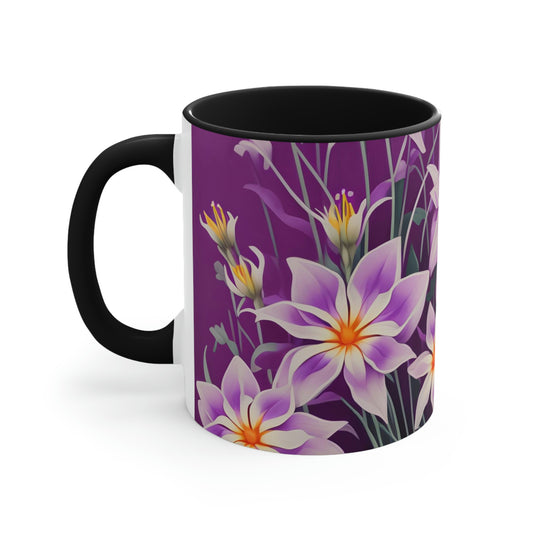 Purple Flowers, Ceramic Mug - Perfect for Coffee, Tea, and More!