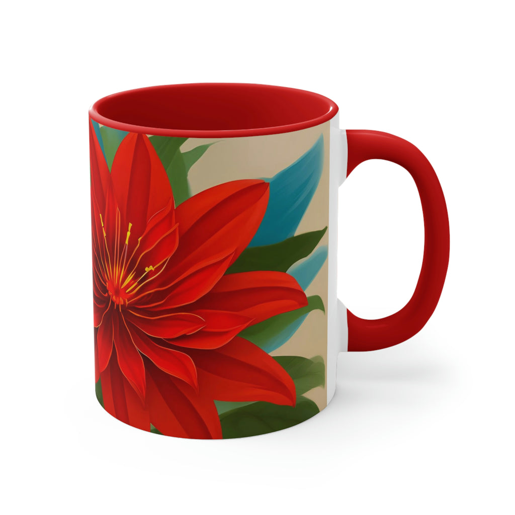 Red Flower, Ceramic Mug - Perfect for Coffee, Tea, and More!