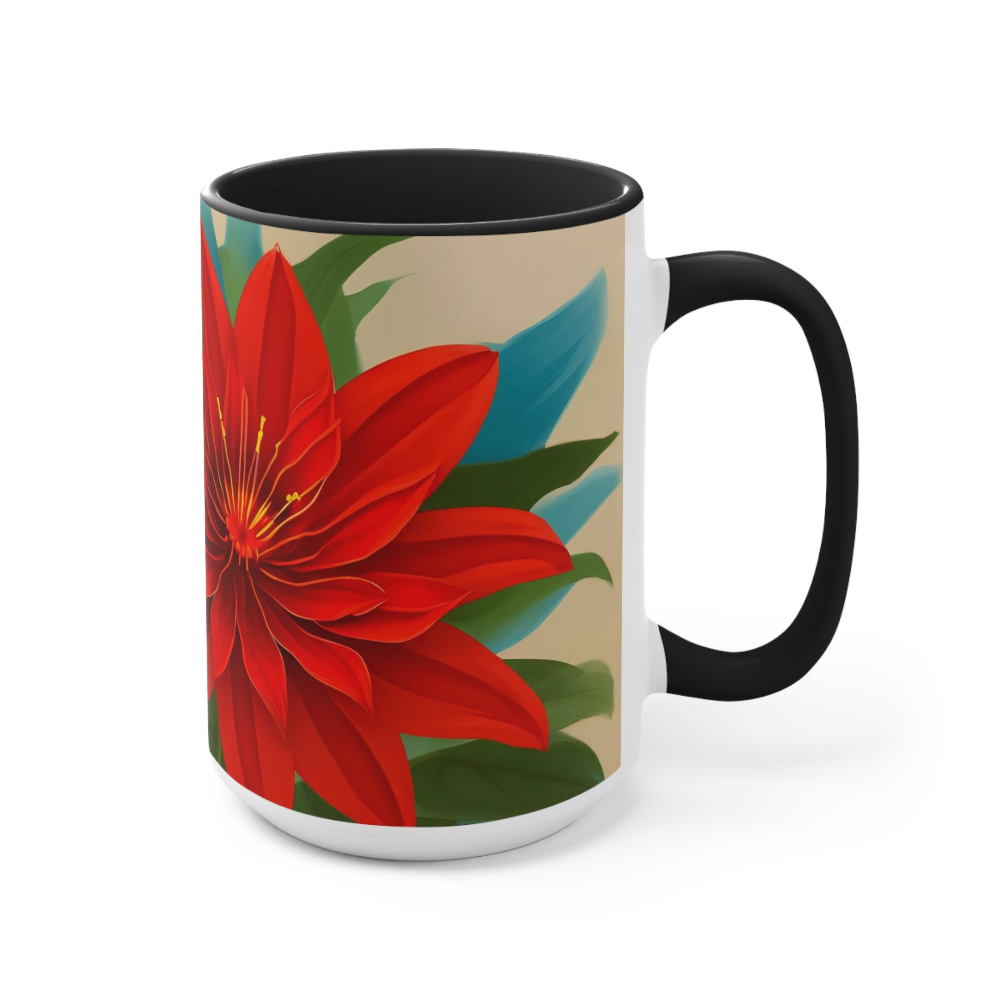 Red Flower, Ceramic Coffee Mug