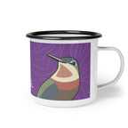 Hummingbirds on Wildflower Purple, Enamel Camping Mug