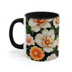 White Flowers, Ceramic Coffee Mug