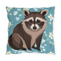 Young Raccoon and Flowers, Throw Pillow