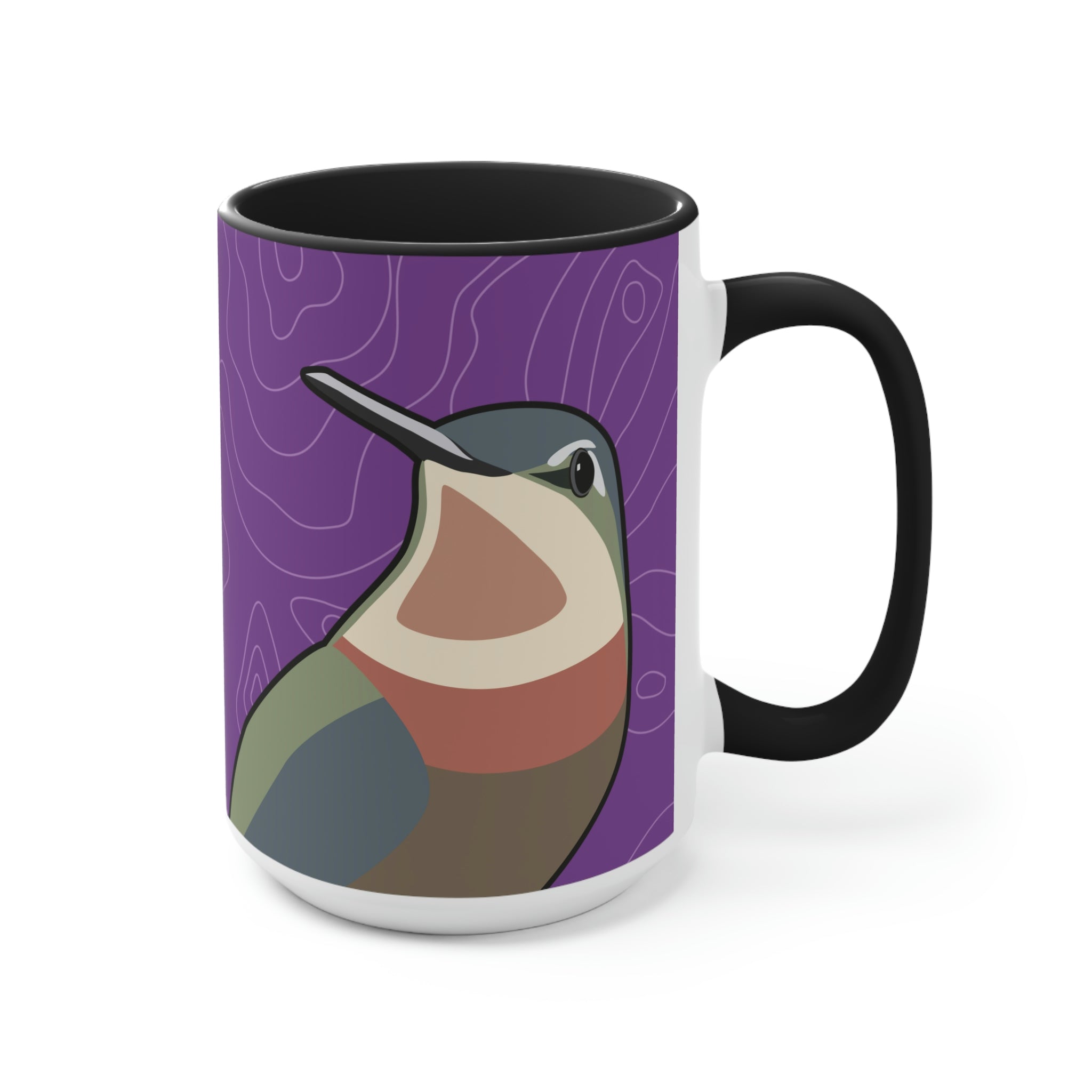 Hummingbirds on Wildflower Purple, Ceramic Coffee Mug