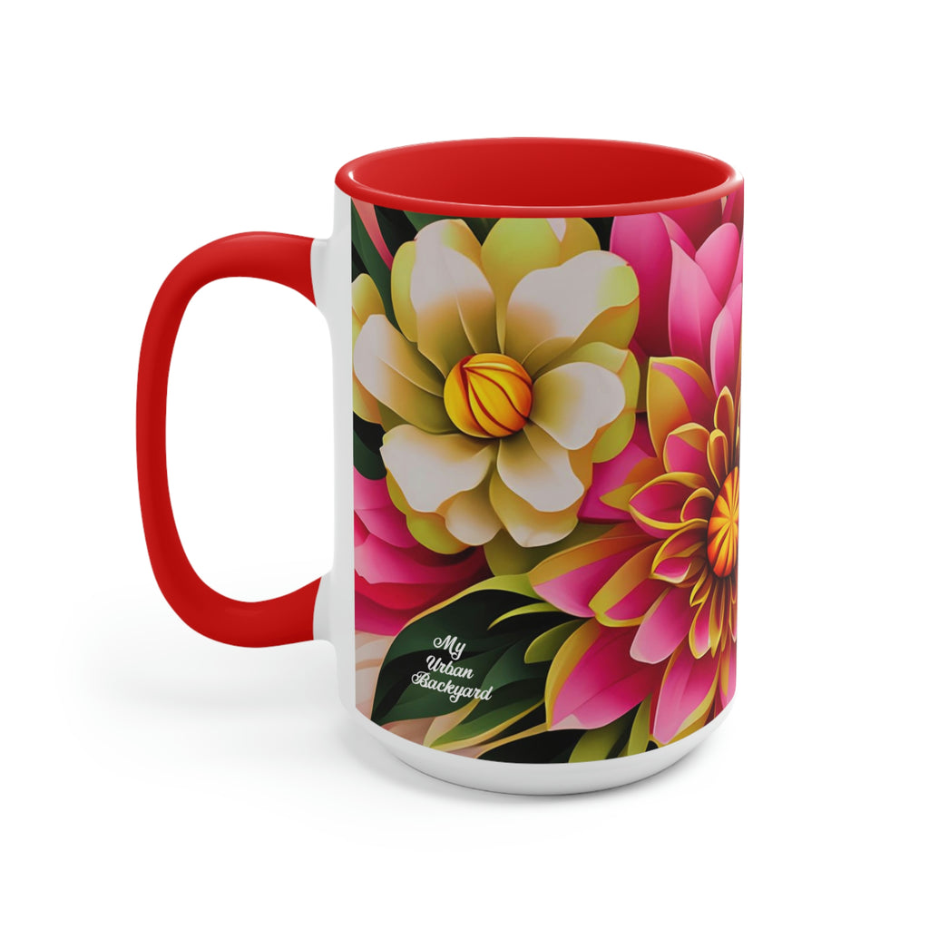 Vibrant Flowers, Ceramic Mug - Perfect for Coffee, Tea, and More!