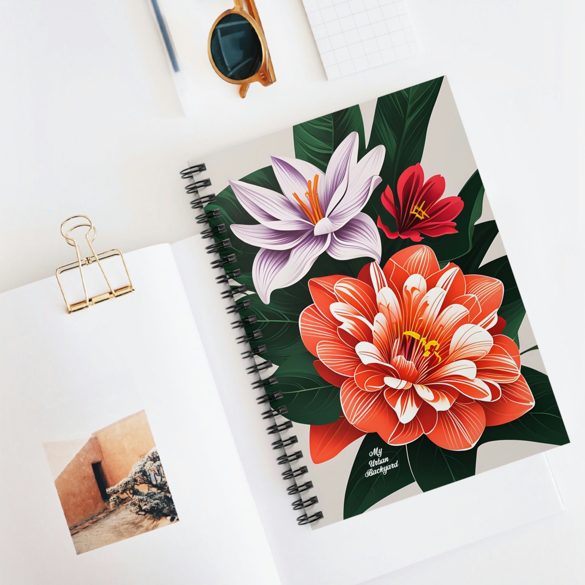 Three Flowers, Spiral Notebook Journal - Write in Style